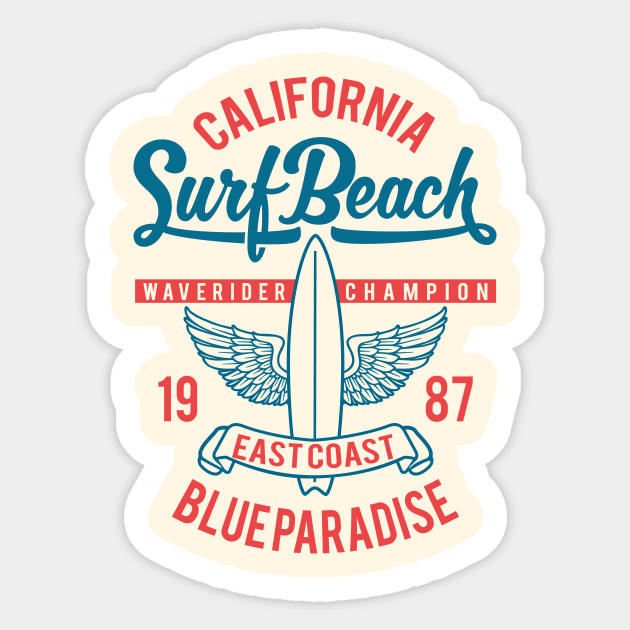 Surf Beach Sticker by lionkingdesign